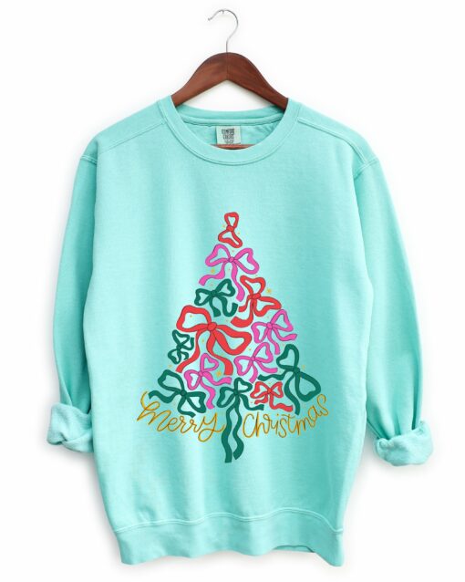 Comfort Colors Christmas Bow Tree Sweatshirt