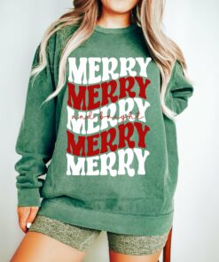Comfort Colors Christmas Merry and Bright Sweatshirt Christmas Sweatshirt