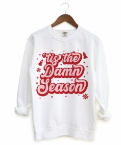 Comfort Colors Christmas Sweatshirt – Unisex Sweatshirt- Tis The Damn Season – Funny Christmas