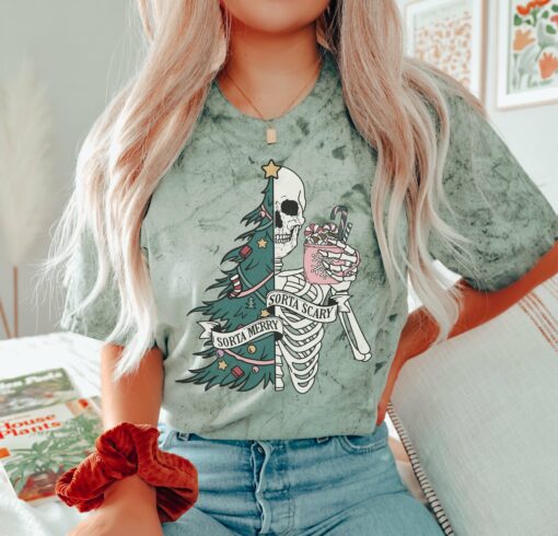 Comfort Colors Color Blast Sorta Merry Sorta Scary Tee Christmas Shirts