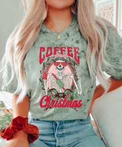 Comfort Colors Colorblast This Girl Runs of Coffee and Christmas Cheer Tee- Sizes and Inventory Limited