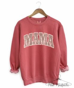 Comfort Colors Crimson Leopard Mama Quality Sweatshirt