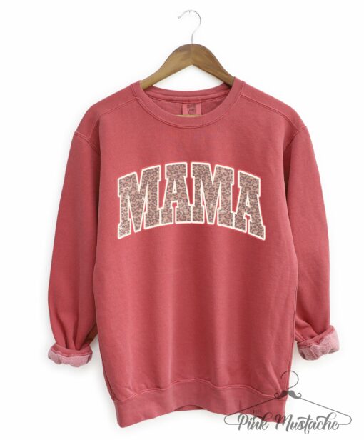 Comfort Colors Crimson Leopard Mama Quality Sweatshirt