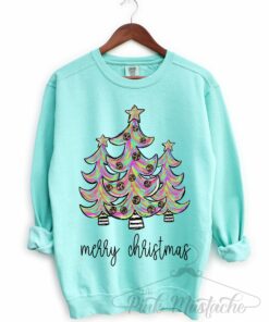 Comfort Colors Marble Trees Merry Christmas Sweatshirt