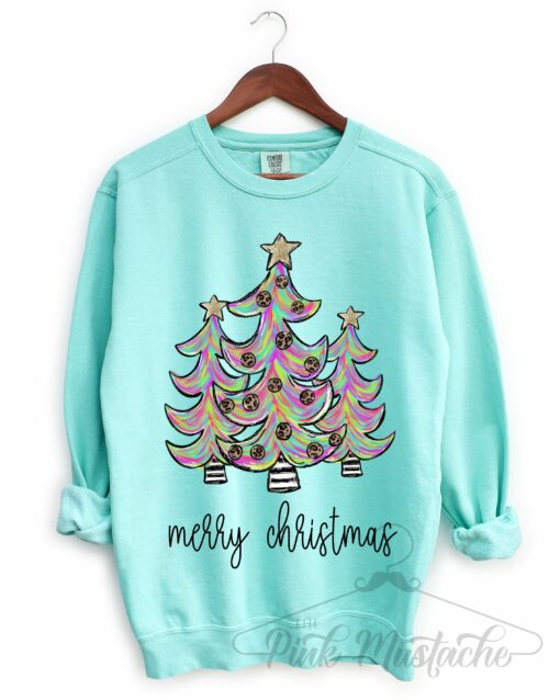 Comfort Colors Marble Trees Merry Christmas Sweatshirt