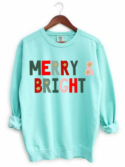 Comfort Colors Merry and Bright Christmas Sweatshirt