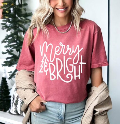 Comfort Colors Merry and Bright Christmas Tee