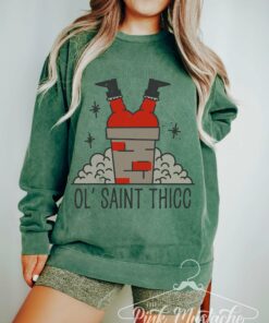 Comfort Colors Ol’ Saint Thicc Sweatshirt Funny Christmas Sweatshirt
