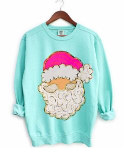 Comfort Colors Pink Santa Christmas Sweatshirt