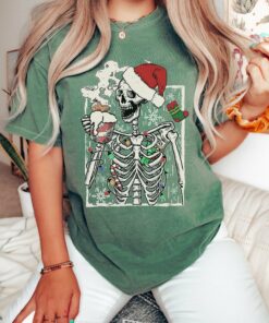 Comfort Colors Skeleton Christmas Coffee Tee