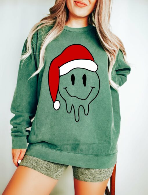 Comfort Colors Smiley Drip Sweatshirt Christmas Sweatshirt