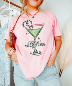 Comfort Colors or Bella Cocktails and Candy Canes Tis The Season Santa ShirtFunny Christmas Tee