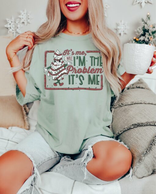 Comfort Colors or Bella It’s Me I’m The Problem Christmas Tree Cake Shirt Funny Christmas Shirt