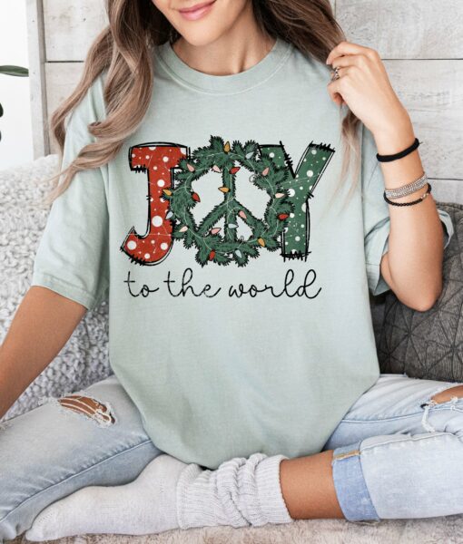 Comfort Colors or Bella Joy To The World Christmas Tee  Youth And Adult Christmas T-Shirt