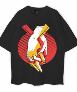 Couple Valentine Holding Hands Oversized T-Shirt