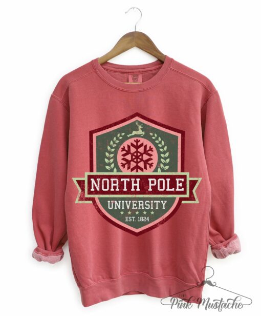 Crimson Comfort Colors North Pole University Christmas – Sweatshirt