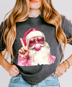 Cropped Comfort Colors Christmas Santa Bubble Gum Tee