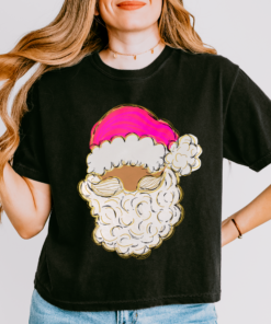 Cropped Comfort Colors Christmas Santa Tee