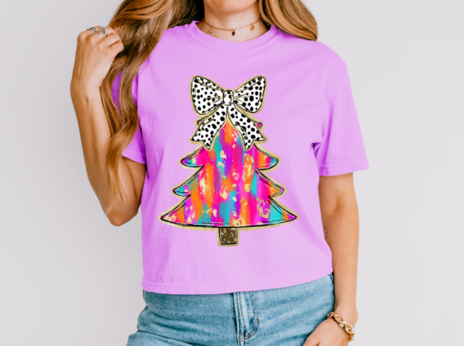 Cropped Comfort Colors Christmas Tree – Bright Colors Tee