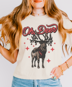 Cropped Comfort Colors Oh Deer Christmas Shirt