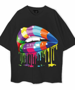 Dripping Lips Rainbow Oversized T-Shirt