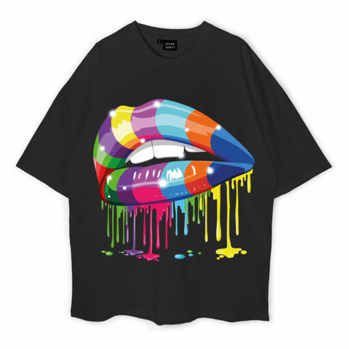 Dripping Lips Rainbow Oversized T-Shirt