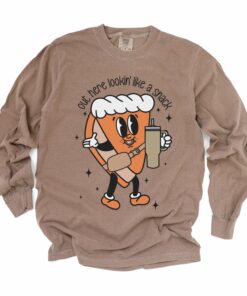 Espresso Long Sleeve Comfort Colors Out Here Looking Like A Snack Pumpkin Tee