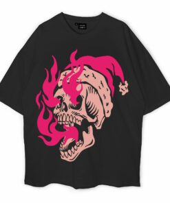 Flaming Skull Oversized T-Shirt