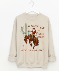 Giddy Up Jingle Horse Sweatshirt Western Santa Sweatshirt Giddy Up Jingle Horse Sweatshirt Western Santa Sweatshirt