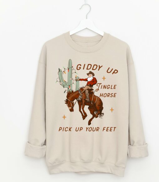 Giddy Up Jingle Horse Sweatshirt Western Santa Sweatshirt