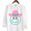 Gildan, Bella, or  Comfort Colors Christmas Sweatshirt – Unisex Sweatshirt- Cowboy Smiley Santa