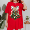 Gildan Softstyle or Comfort Colors Christmas Brush Strokes Tree Tee Direct To Film Transfered Faux Glitter Tee