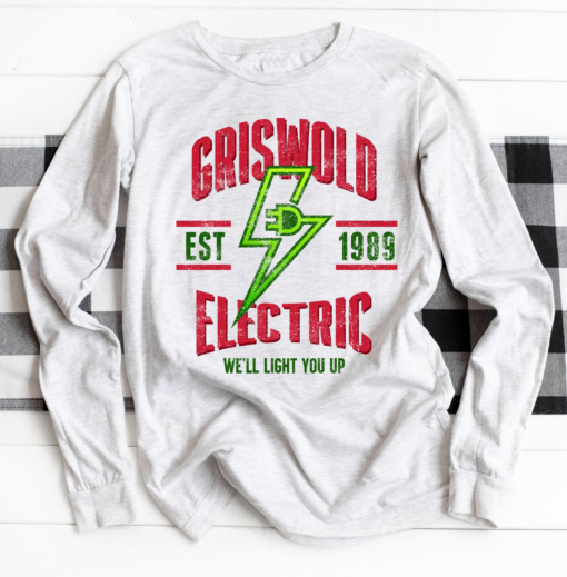 Gildan or Bella Canvas Gray Griswold Electric- We’ll Light You Up Long Sleeve ShirtFunny Christmas Shirt