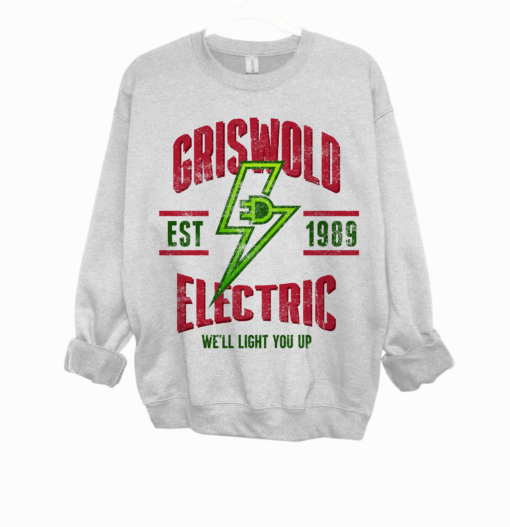 Gildan or Bella Canvas Gray Griswold Electric- We’ll Light You Up Sweatshirt Funny Christmas Sweatshirt