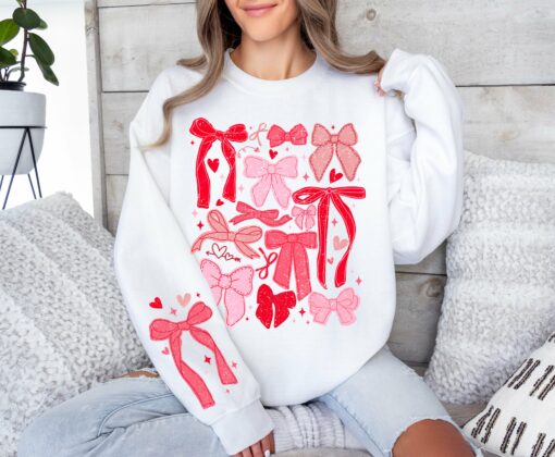 Gildan or Bella Super Cute Valentines Bows Sweatshirt