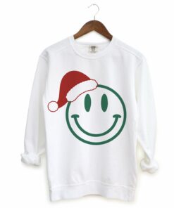 Gildan or Comfort Colors Christmas Sweatshirt – Unisex Sweatshirt- Smiley Santa