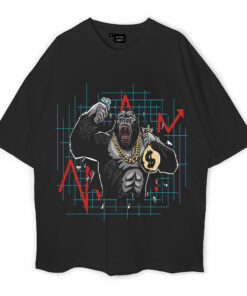 Gorilla Monkey Gems Money Oversized T-Shirt