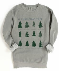 Gray Comfort Colors O Christmas Tree Merry Christmas Sweatshirt