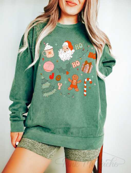 Green Comfort Colors Christmas Things – Doodle – Sweatshirt