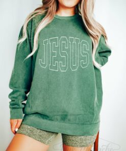 Green Comfort Colors Jesus University Christmas Sweatshirt