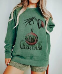 Green Comfort Colors Merry Christmas Ornament Sweatshirt