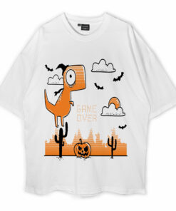 Halloween Dinosaur Game Over Oversized T-Shirt