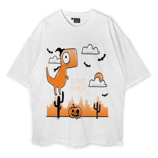 Halloween Dinosaur Game Over Oversized T-Shirt