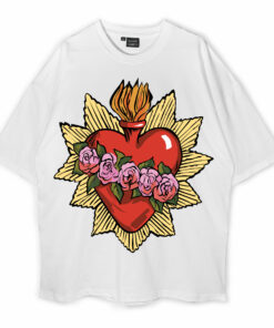 Heart Roses By Candy Mayer Oversized T-Shirt