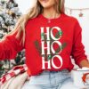 Ho Ho Ho Gildan or Bella Christmas  Sweatshirt Direct To Film Transferred Faux Glitter Sweatshirt