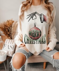 Ivory Bella or Comfort Colors Long Sleeved Merry Christmas Popular Character TeeChristmas Movie Shirt