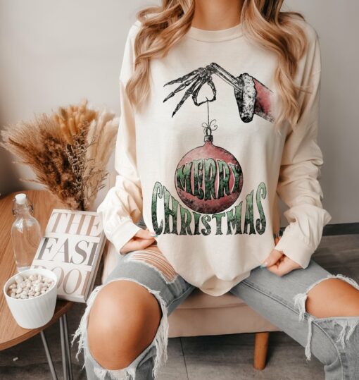 Ivory Bella or Comfort Colors Long Sleeved Merry Christmas Popular Character TeeChristmas Movie Shirt