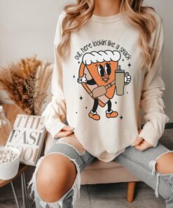 Ivory Long Sleeve Comfort Colors Out Here Looking Like A Snack Pumpkin Tee