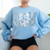 Light Blue Grand Millennial Joy Christmas Faux Glitter Sweatshirt