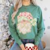Long Sleeve Bella or Comfort Colors Merry Christmas Santa Faux Glitter Tee